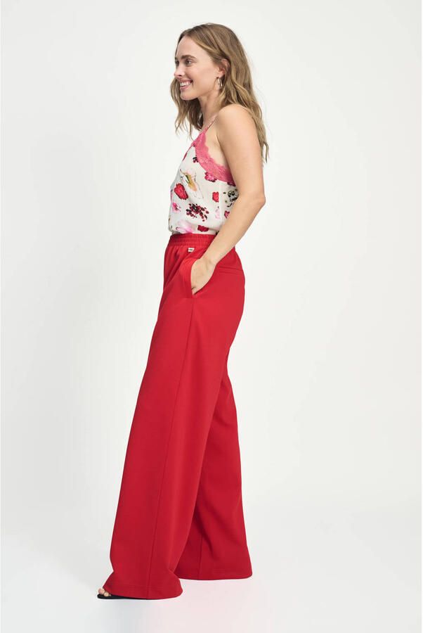POM Amsterdam wide leg high waist pantalon rood - Foto 6