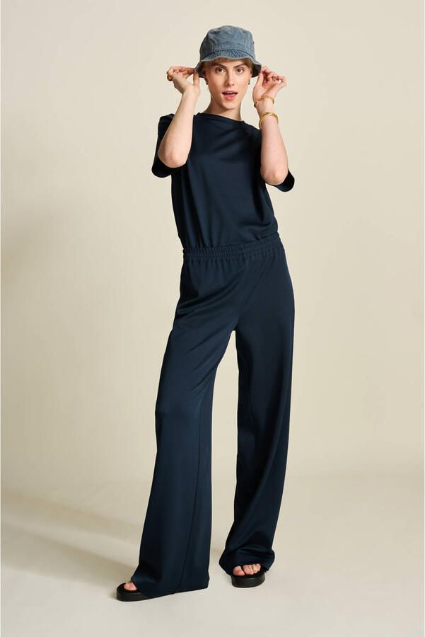 POM Amsterdam wide leg regular waist pantalon donkerblauw
