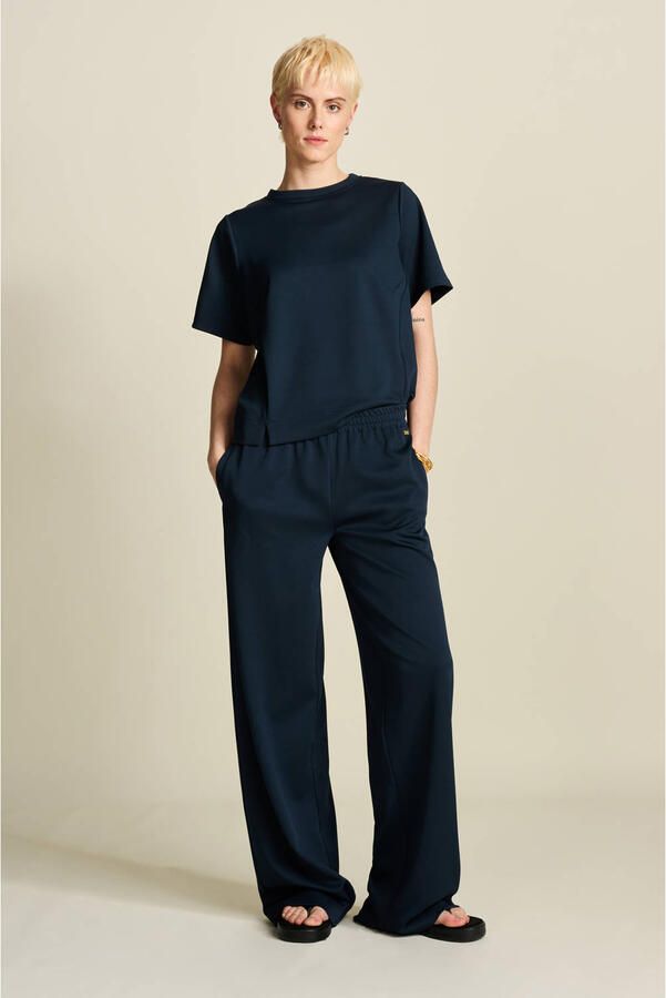 POM Amsterdam wide leg regular waist pantalon donkerblauw - Foto 4