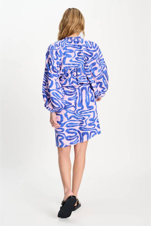 POM AMSTERDAM Dames Jurken Dress Waves Pink Linen Multi - Foto 6