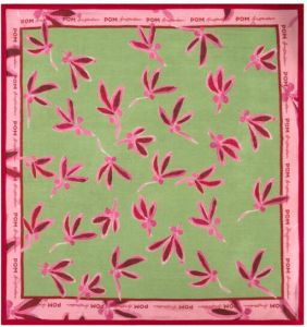 POM Amsterdam sjaal Fly Away met bloemenprint groen roze