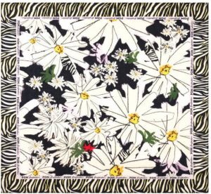 POM Amsterdam sjaal Oopsy Daisy met bloemenprint zwart wit