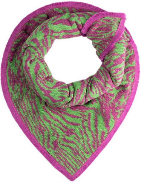 POM Amsterdam sjaal Zebra Fiery groen roze