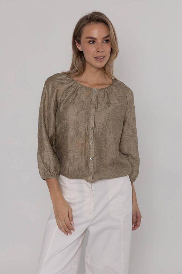 Poools gebloemde blouse kaki