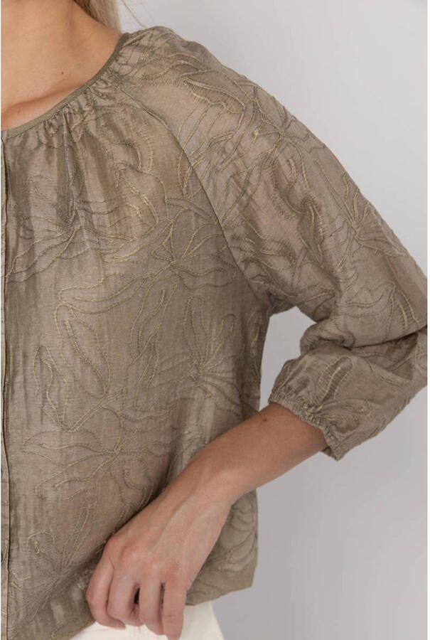 Poools gebloemde blouse kaki - Foto 2