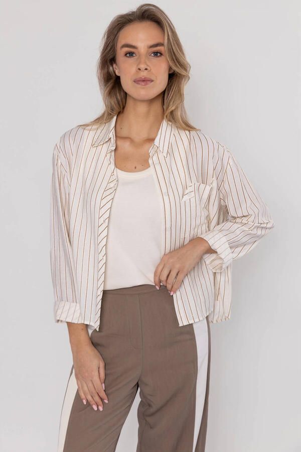 Poools gestreepte blouse crème