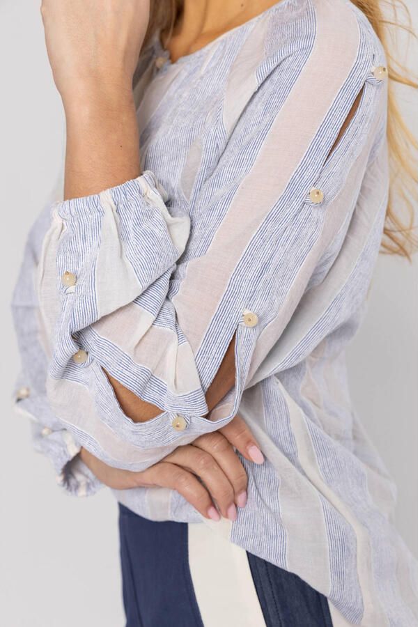 Poools gestreepte blouse lichtblauw - Foto 2