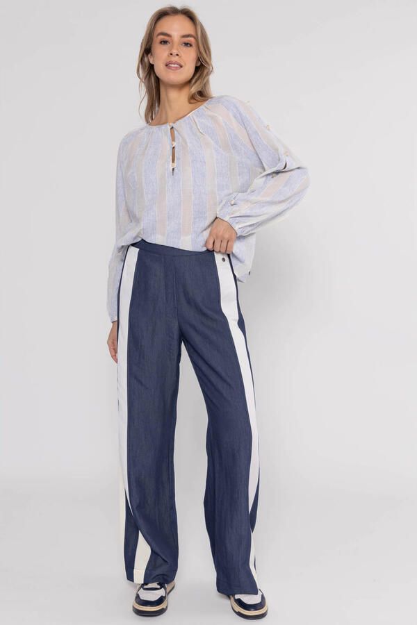 Poools gestreepte blouse lichtblauw - Foto 3