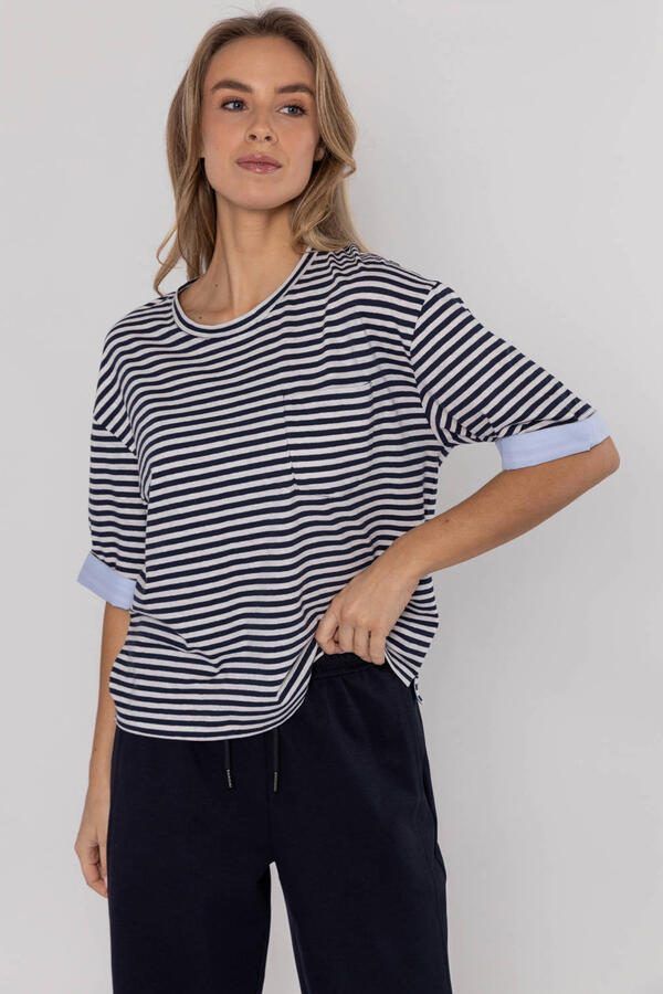 Poools gestreepte T-shirt donkerblauw