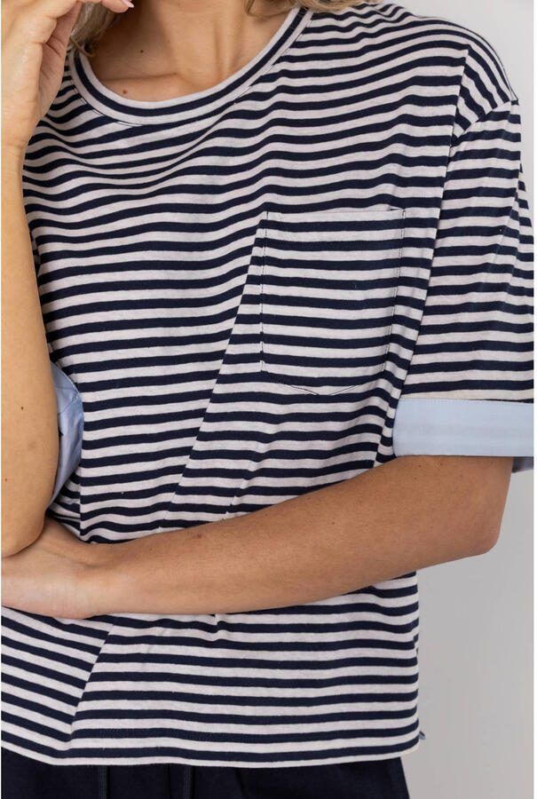 Poools gestreepte T-shirt donkerblauw - Foto 2