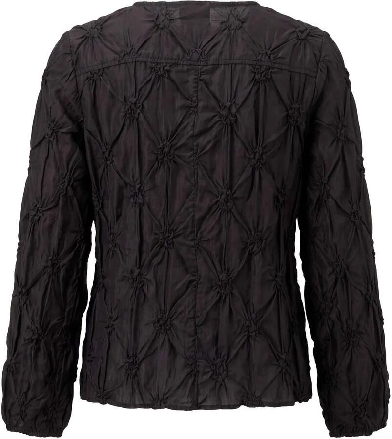 Poools top met smockwerk en print bruin - Foto 2