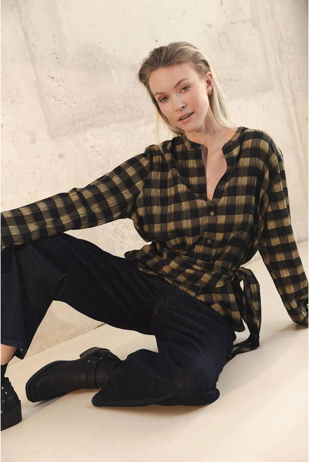 Poools geruite blouse zwart - Foto 3