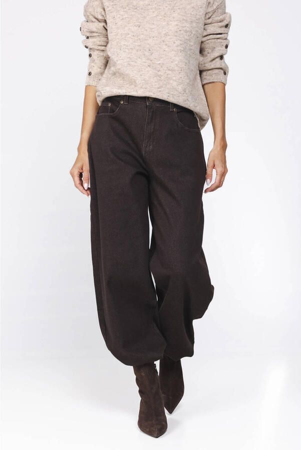 Poools barrel jeans bruin
