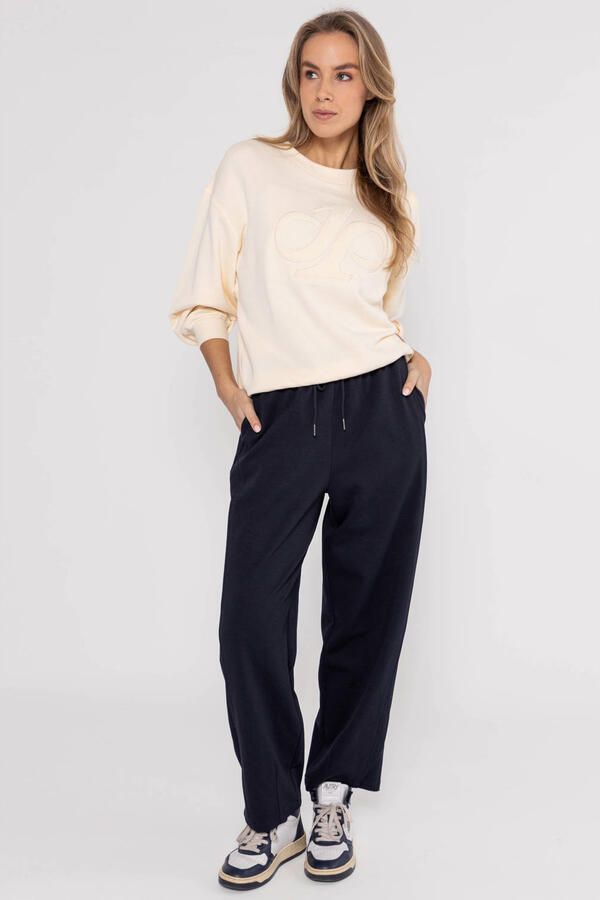 Poools jersey high waist casual broek donkerblauw - Foto 2