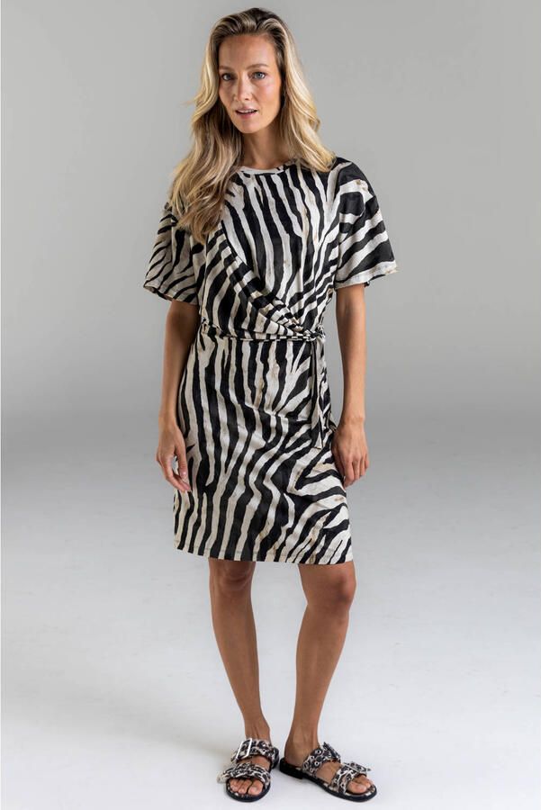 Poools T-shirtjurk korte jurk met zebraprint zwart