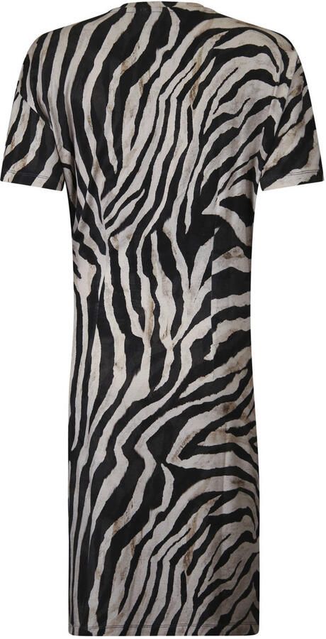 Poools T-shirtjurk korte jurk met zebraprint zwart - Foto 3
