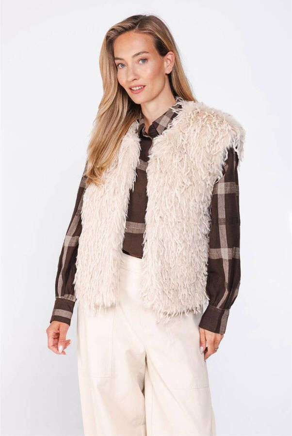 Poools teddy gilet ecru