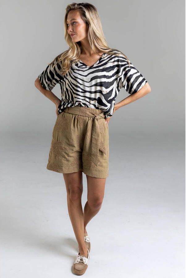 Poools top met zebraprint zwart - Foto 3