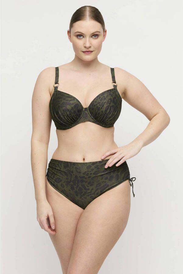 PrimaDonna high waist bikinibroekje Ratjada met lurex donkergroen