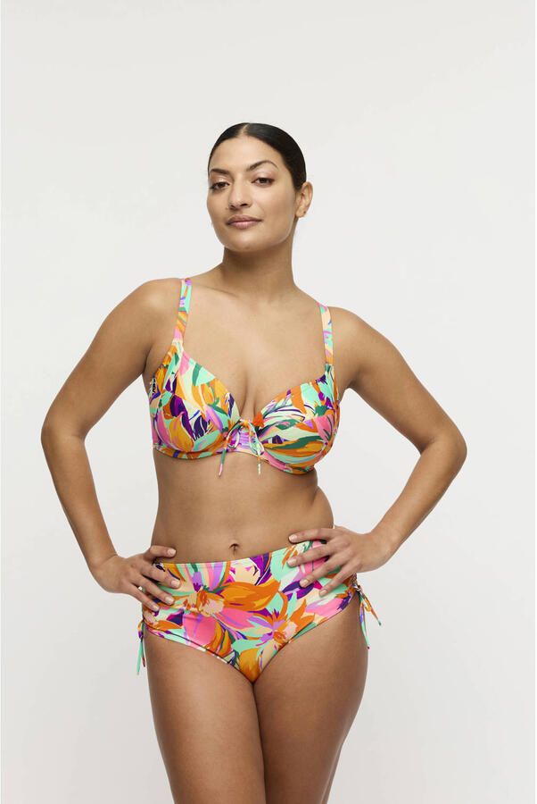 PrimaDonna high waist bikinibroekje Varadeo rood oranje turquoise