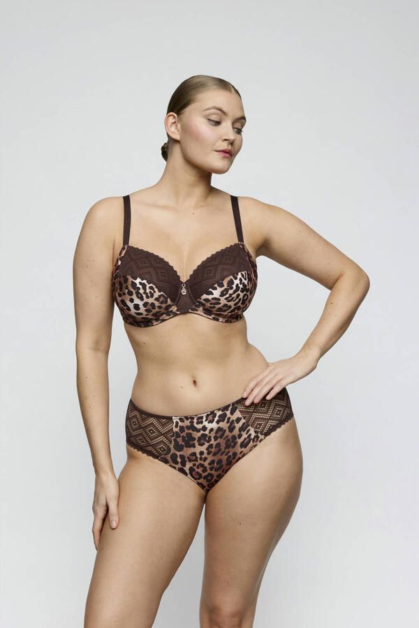 PrimaDonna Twist Giganni niet-voorgevormde beugel-bh met panterprint bruin beige