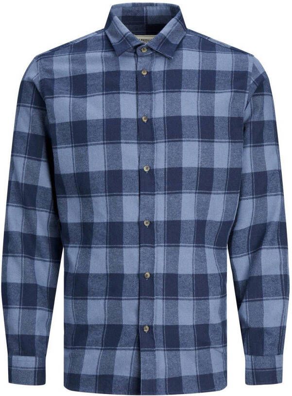 PRODUKT geruit slim fit overhemd PKTSBS vintage indigo