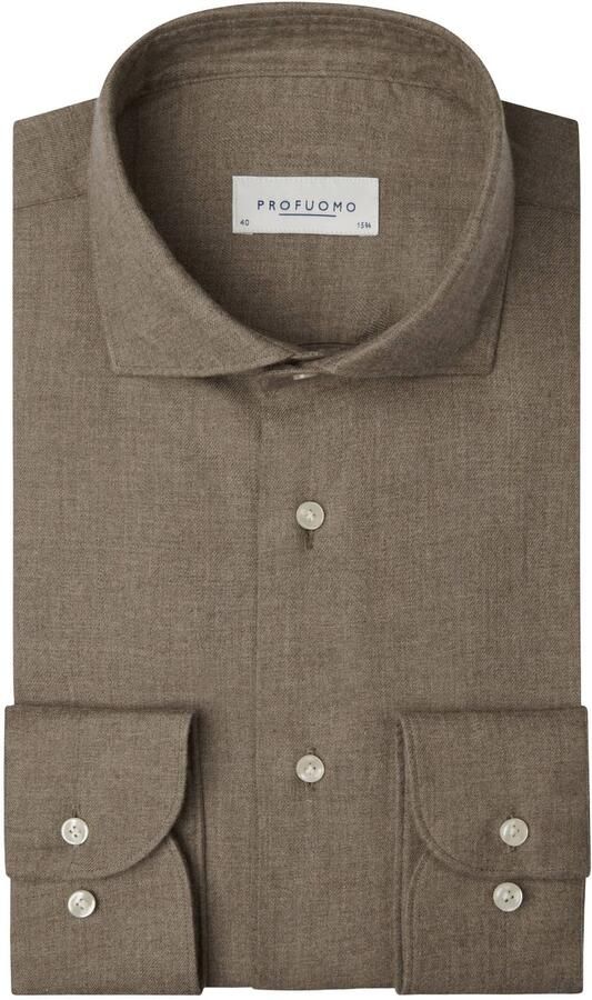 Profuomo CUTAWAY SF slim fit twill overhemd bruin