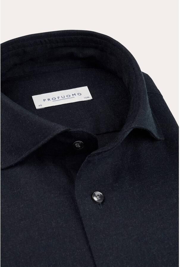 Profuomo Overhemd Lange Mouw Overhemd Brushed Twill Navy - Foto 2