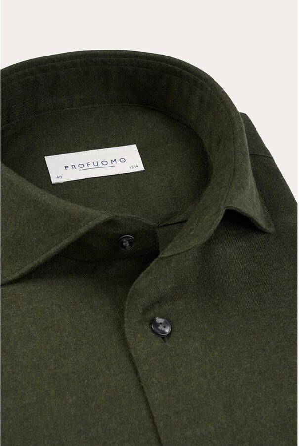 Profuomo Overhemd Lange Mouw Overhemd Brushed Twill Donkergroen - Foto 2