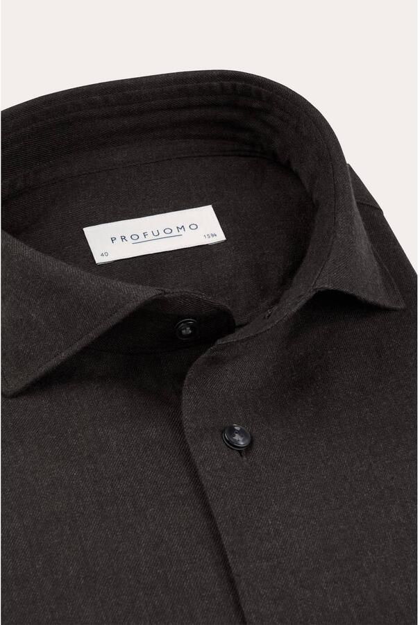 Profuomo CUTAWAY SF slim fit twill zakelijk overhemd donkerbruin - Foto 2