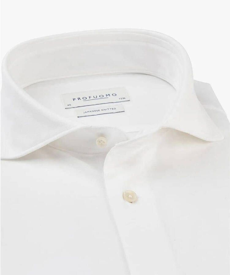 PROFUOMO Heren Overhemden Shirt X-cutaway Japanese Knitted Wit - Foto 7