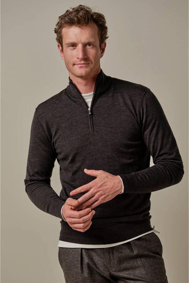 PROFUOMO Heren Truien & Vesten Pullover Half Zip Merino Bruin - Foto 7