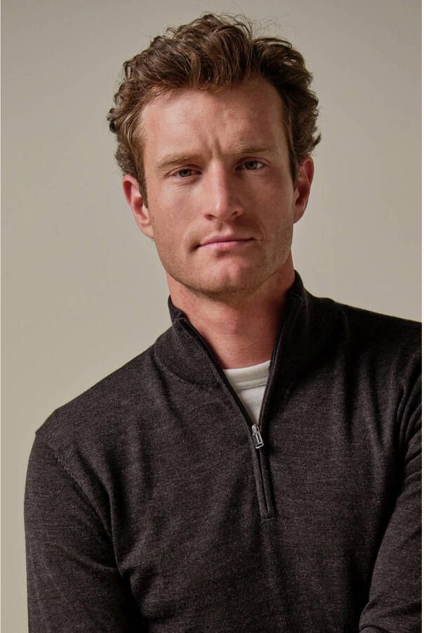 PROFUOMO Heren Truien & Vesten Pullover Half Zip Merino Bruin - Foto 5