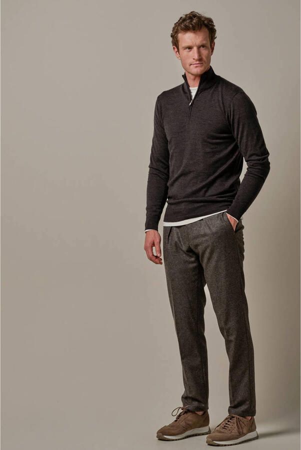 PROFUOMO Heren Truien & Vesten Pullover Half Zip Merino Bruin - Foto 6