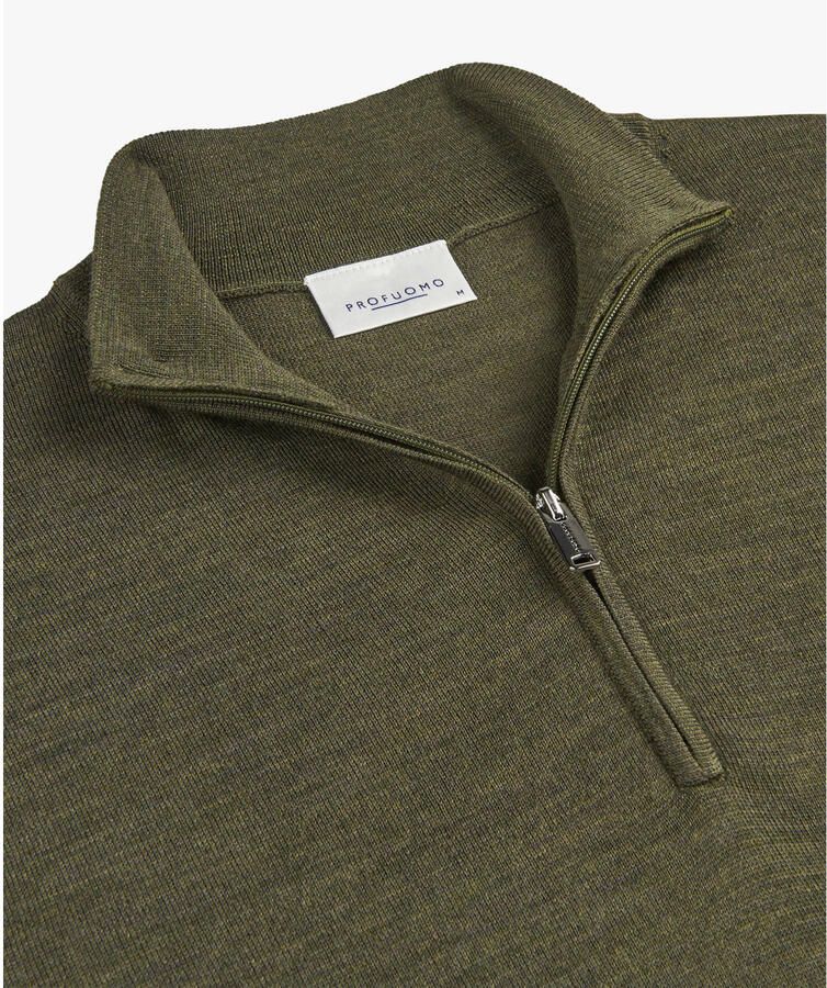 PROFUOMO Heren Truien & Vesten Pullover Half Zip Merino Groen - Foto 5
