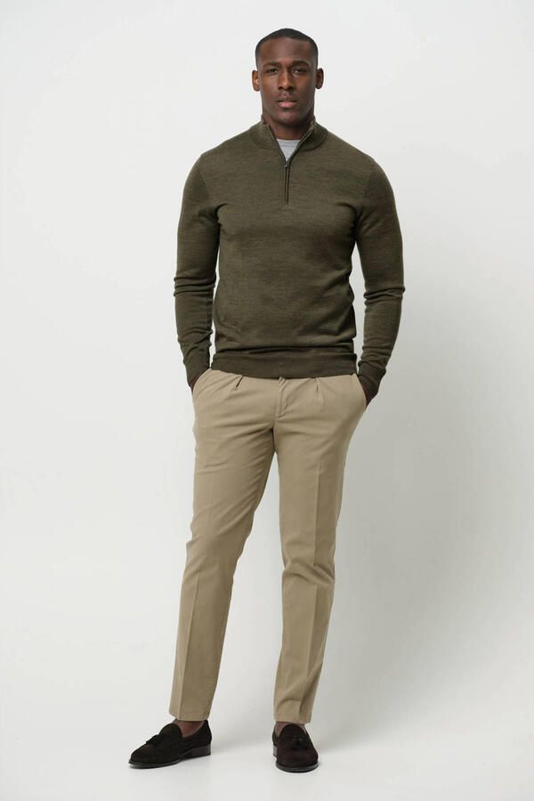 PROFUOMO Heren Truien & Vesten Pullover Half Zip Merino Groen - Foto 6