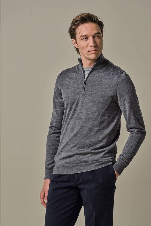 PROFUOMO Heren Truien & Vesten Pullover Half Zip Merino Grijs - Foto 5