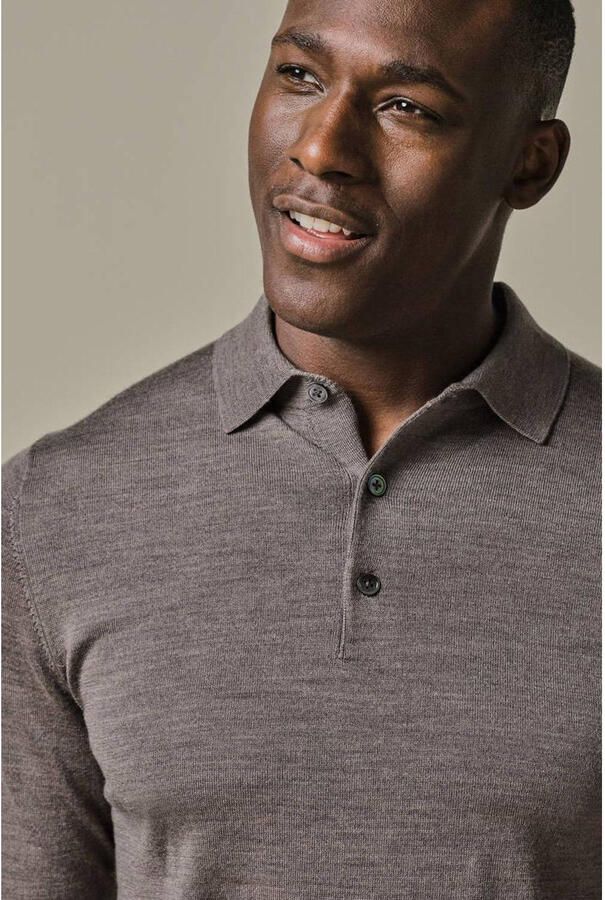 PROFUOMO Heren Polo's & T-shirts Polo Ls Merino Bruin - Foto 5