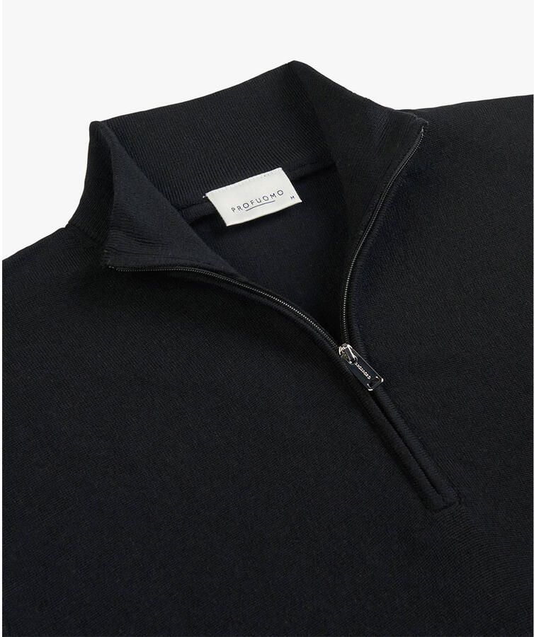 PROFUOMO Heren Truien & Vesten Pullover Half Zip Merino Zwart - Foto 5