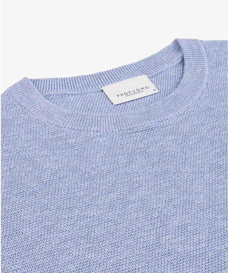 PROFUOMO Heren Truien & Vesten Structure Crew Neck Lichtblauw - Foto 7