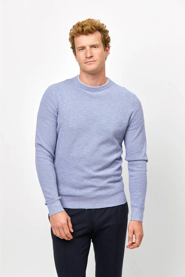 PROFUOMO Heren Truien & Vesten Structure Crew Neck Lichtblauw - Foto 6