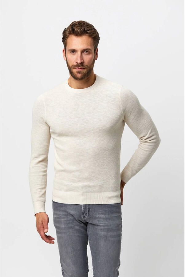 PROFUOMO Heren Truien & Vesten Structure Crew Neck Ecru - Foto 6