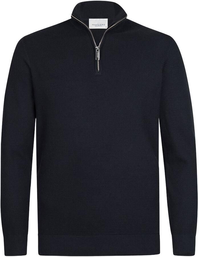 Profuomo katoenen regular fit gebreide trui donkerblauw - Foto 1