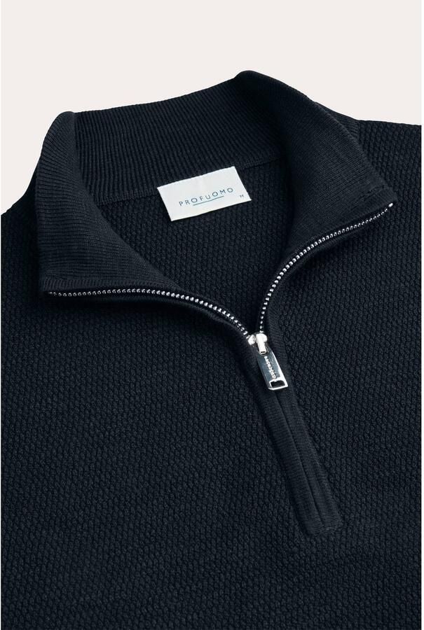 Profuomo katoenen regular fit gebreide trui donkerblauw - Foto 2