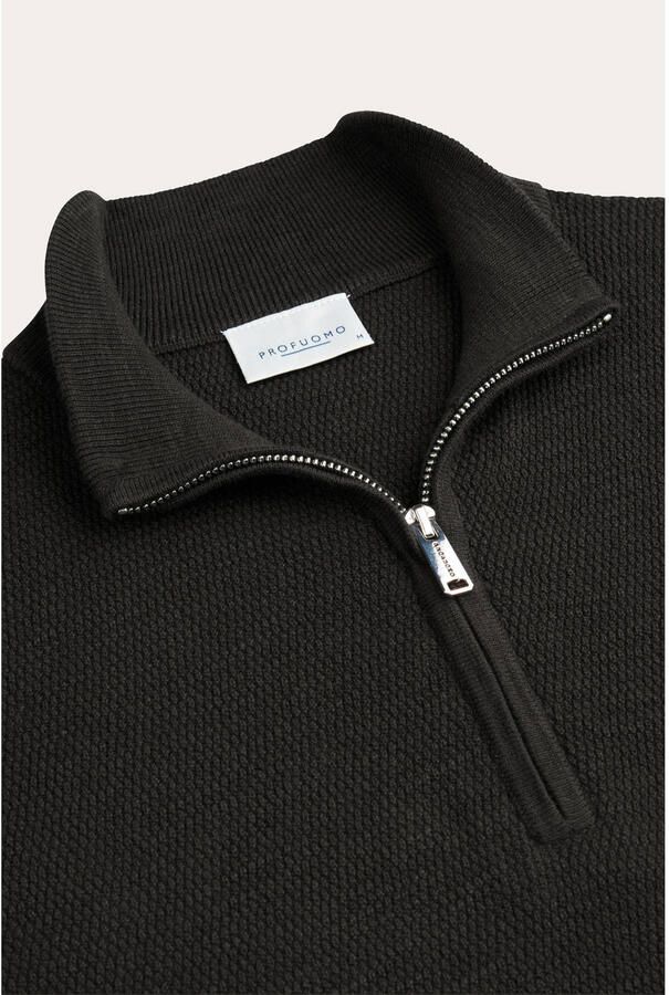 PROFUOMO Heren Truien & Vesten Pullover Half Zip Twinkle Slub Structure Bruin - Foto 5