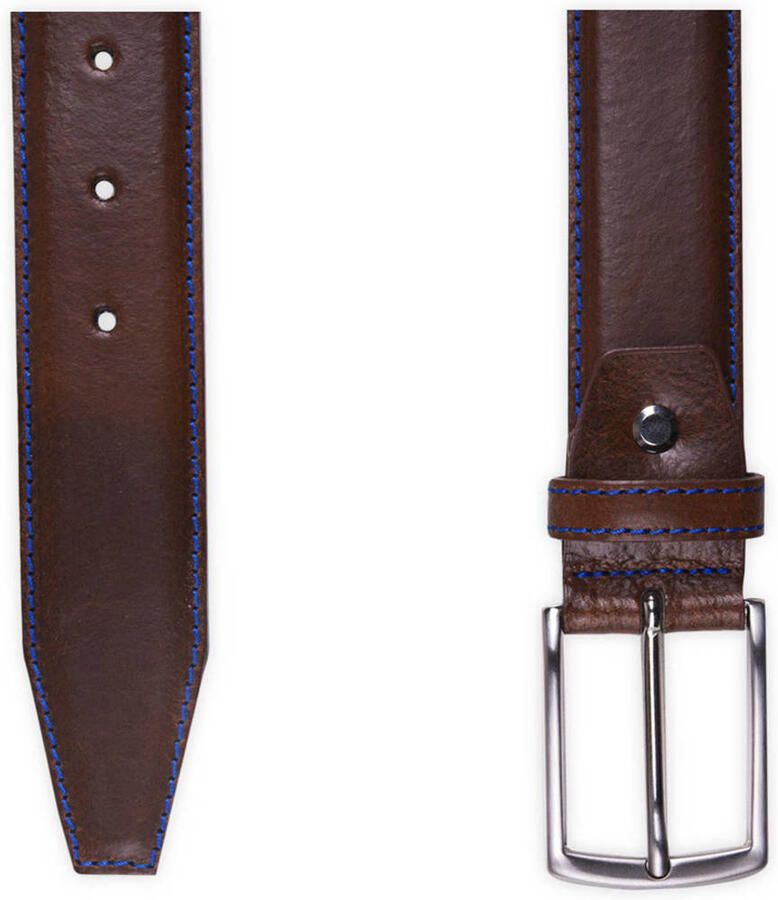 Profuomo leren riem met stiksel donkerbruin