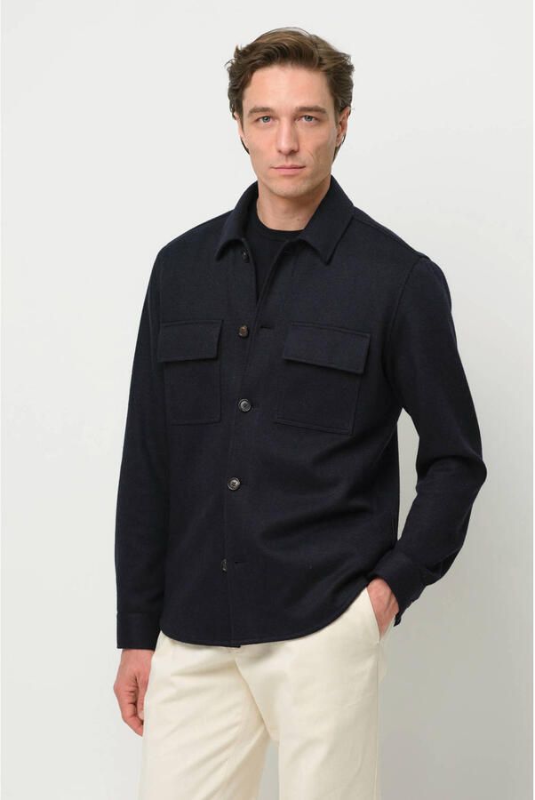 PROFUOMO Heren Overshirts Overshirt Cutaway Knitted Donkerblauw - Foto 7