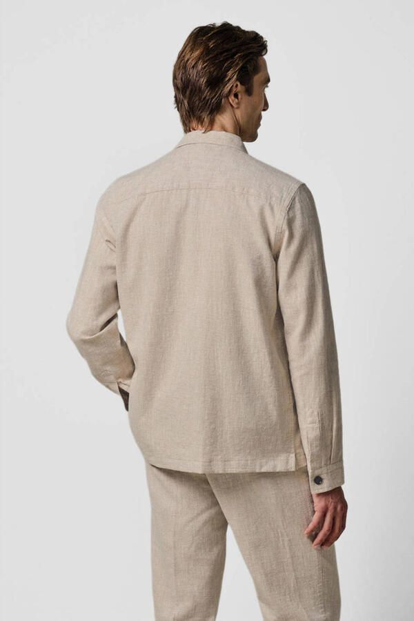 PROFUOMO Heren Overshirts Linen Cotton Raw Beige - Foto 7