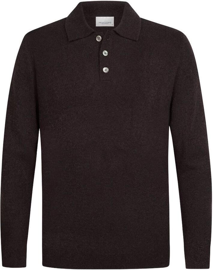 Profuomo regular fit gebreide trui met wol aubergine - Foto 1