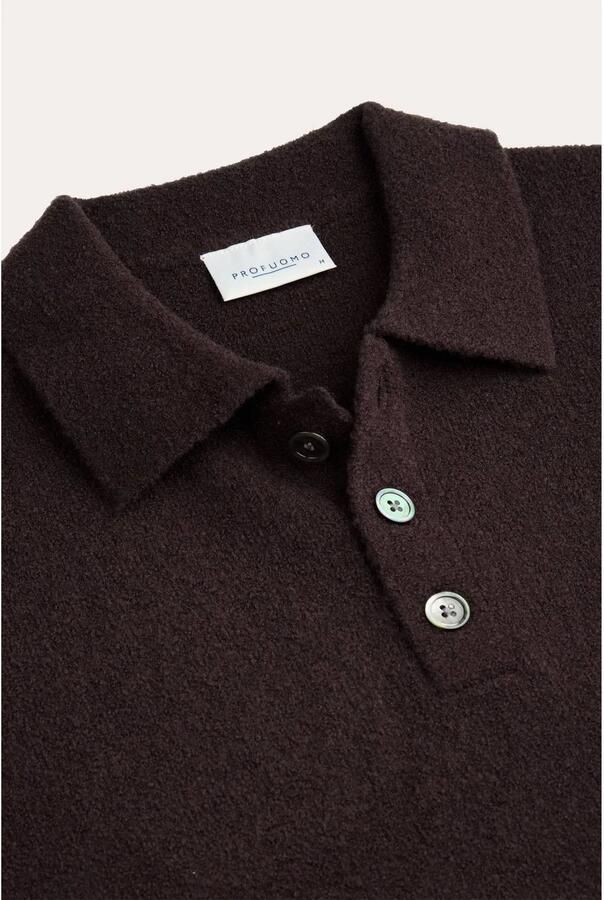 Profuomo regular fit gebreide trui met wol aubergine - Foto 2